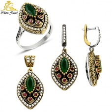 Gümüş Otantik Taşlı Set